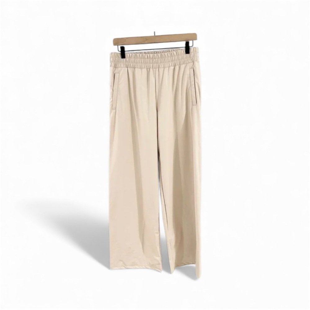 Cream Wide-Leg Faux Leather Pants L NWOT - Picture 2 of 8